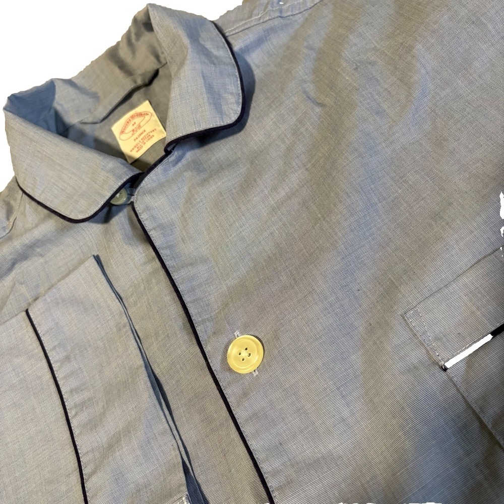 Brooks Brothers Pajama Top Mens M Blue Solid 100% Cotton Sleepwear Long Sleeve